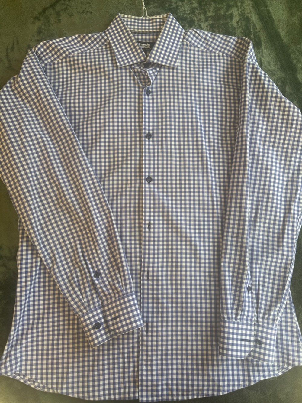 Men's Blue and White Gingham Dress Shirt - Classic Collared Button-Up